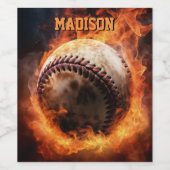 Benutzerdefinierter Text-Baseball auf Feuer Weinetikett (Einzelnes Label)
