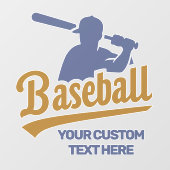 Benutzerdefinierter Text-Baseball-Player Fensteraufkleber (Blatt)
