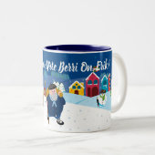 Benutzerdefinierter Text Baskische Weihnachtsschne Zweifarbige Tasse (VorderseiteRechts)