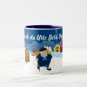 Benutzerdefinierter Text Baskische Weihnachtsschne Zweifarbige Tasse (Mittel)