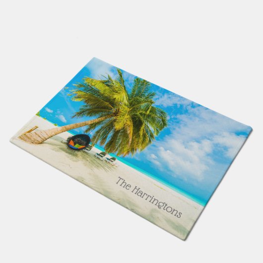 Benutzerdefinierter Text Beach auf den Malediven S Fußmatte (Schrägansicht)