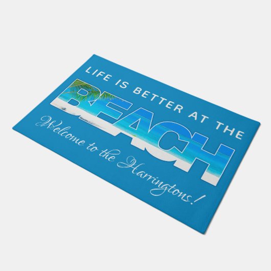 Benutzerdefinierter Text BEACH Fußmatte (Schrägansicht)