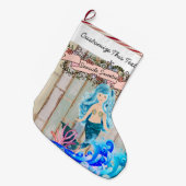 Benutzerdefinierter Text/Beach Island Meerjungfrau Großer Weihnachtsstrumpf (Vorderansicht (hängend))