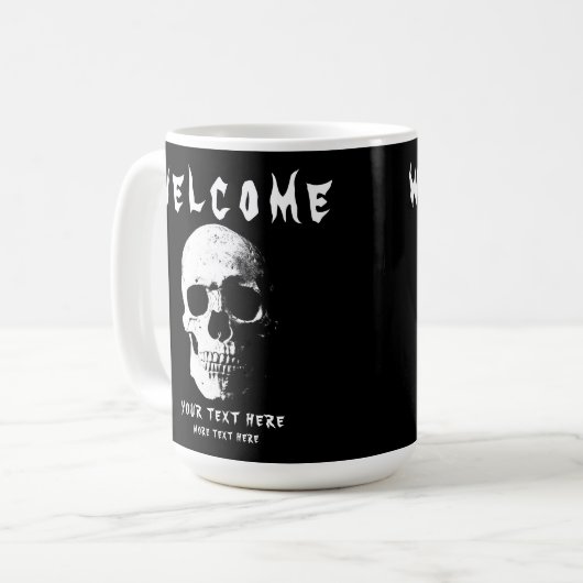 Benutzerdefinierter Text Beängstigender Horror Fur Kaffeetasse (Vorderseite Links)