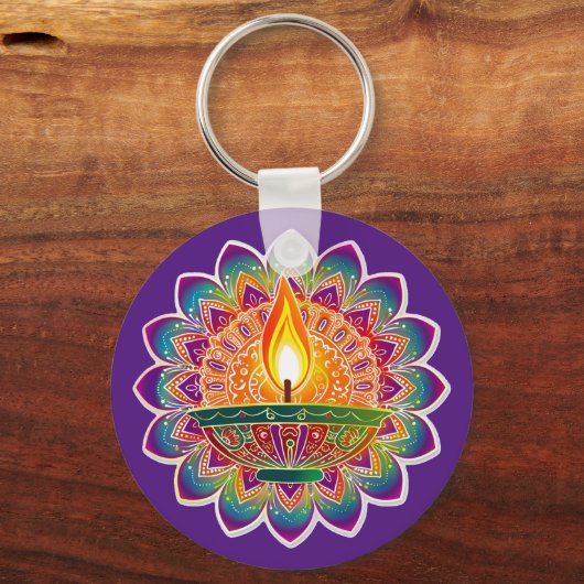 Benutzerdefinierter Text Beautiful Diwali Schlüsselanhänger (Vorderseite)