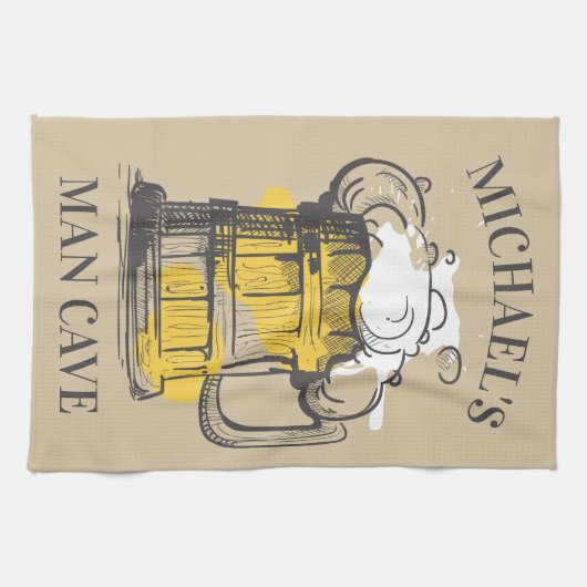 Benutzerdefinierter Text Beer Ilustration Geschirrtuch (Horizontal)