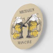 Benutzerdefinierter Text Beer Ilustration Große Wanduhr (Winkel)