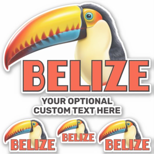 Benutzerdefinierter Text BELIZE Toucan Aufkleber (Vorderseite)
