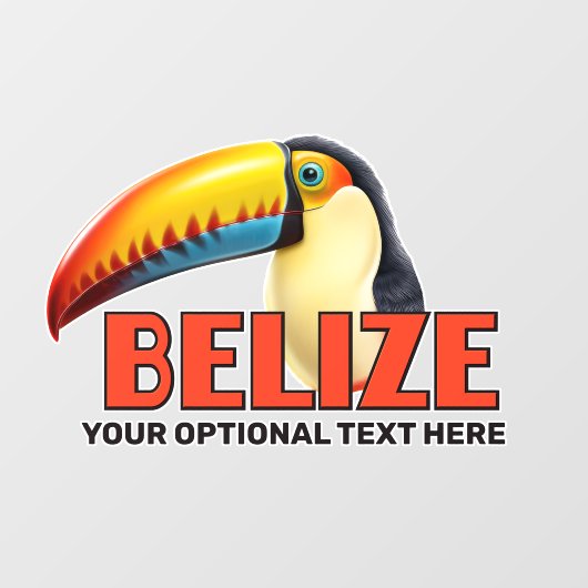 Benutzerdefinierter Text BELIZE Toucan Fensteraufkleber (Blatt)