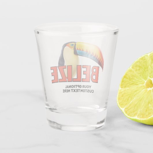 Benutzerdefinierter Text BELIZE Toucan Schnapsglas (Rückseite)
