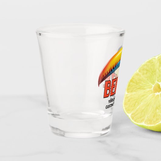 Benutzerdefinierter Text BELIZE Toucan Schnapsglas (Links)