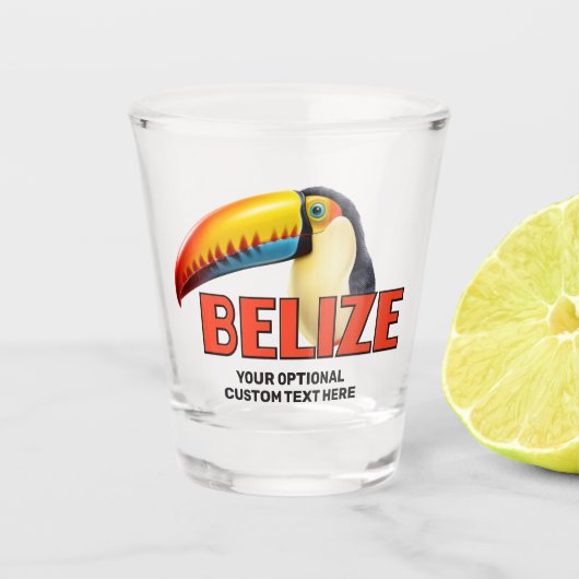 Benutzerdefinierter Text BELIZE Toucan Schnapsglas (Vorderseite)