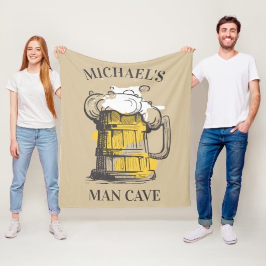 Benutzerdefinierter Text Bierillustration Fleecedecke (Beispiel)