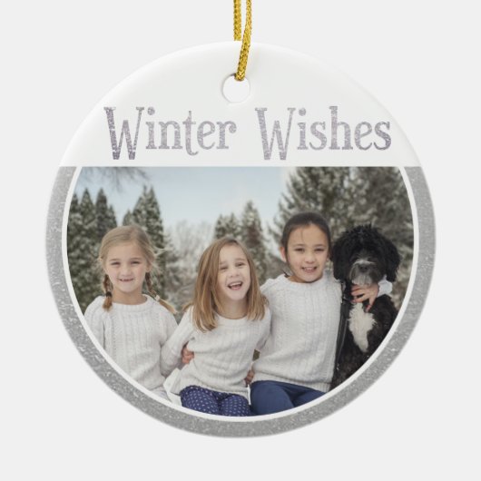 Benutzerdefinierter Text/Bilder Winterschnee-Imita Keramik Ornament (Vorne)