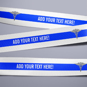 Benutzerdefinierter Text Blauer Streifen Ripsband