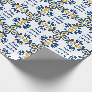 Benutzerdefinierter Text 💙💛 Blauer und Gelbe Geschenkpapier