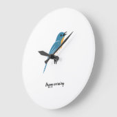 Benutzerdefinierter Text Blue Bird Große Wanduhr (Winkel)