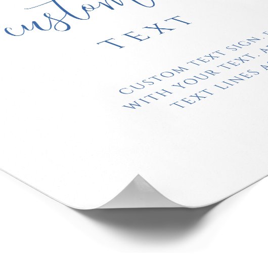 Benutzerdefinierter Text, Blue Monogram-Hochzeitss Poster (Ecke)
