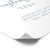 Benutzerdefinierter Text, Blue Script Monogram Wed Poster (Ecke)