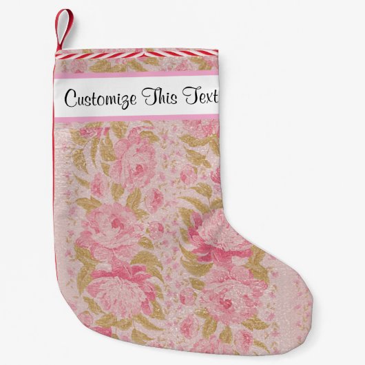 Benutzerdefinierter Text / Blush-Metallischer Glit Kleiner Weihnachtsstrumpf (Vorderseite)