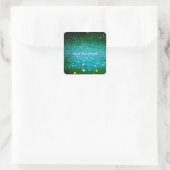 Benutzerdefinierter Text - Bokeh-Glitzer - Aquamar Quadratischer Aufkleber (Tasche)