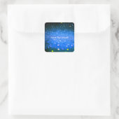 Benutzerdefinierter Text - Bokeh-Glitzer - Blau Quadratischer Aufkleber (Tasche)