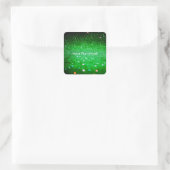 Benutzerdefinierter Text - Bokeh-Glitzer - Grün Quadratischer Aufkleber (Tasche)