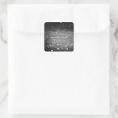 Benutzerdefinierter Text - Bokeh-Glitzer - Silver Quadratischer Aufkleber (Tasche)
