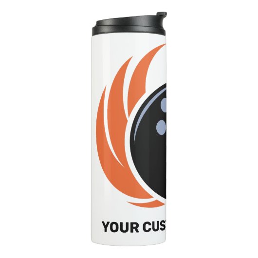 Benutzerdefinierter Text-Bowling mit Flammen Thermosbecher (Nach links gedreht)