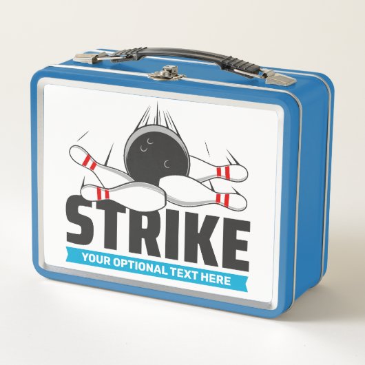Benutzerdefinierter Text Bowling Strike Metall Brotdose (Vorderseite)