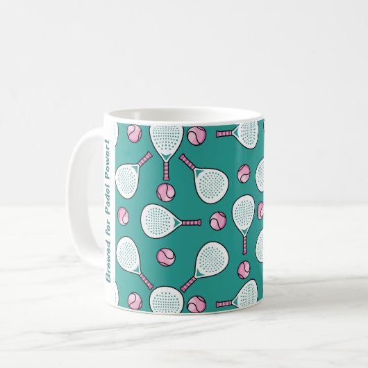 🎾 Benutzerdefinierter Text, Braut für Padel Power Kaffeetasse (Vorderseite Links)