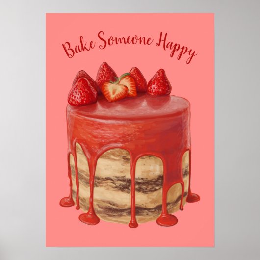 Benutzerdefinierter Text Cake Illustration Poster (Vorne)