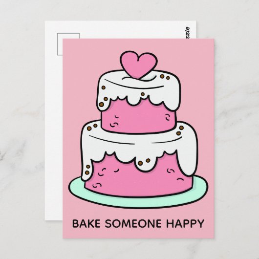 Benutzerdefinierter Text Cake Illustration Postkar Postkarte (Vorne/Hinten)