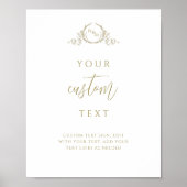 Benutzerdefinierter Text, Champagner-Monogramm-Hoc Poster (Vorne)