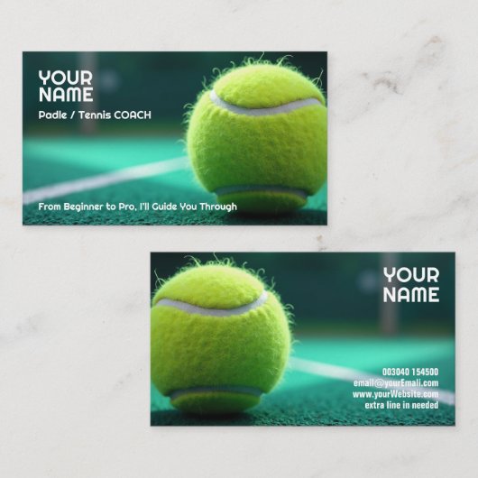 🎾Benutzerdefinierter Text, Court Cred Padel- oder Visitenkarte (Vorne/Hinten)