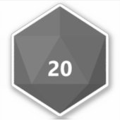 Benutzerdefinierter Text D20-Die | Graue Vorlage Aufkleber (Vorderseite)