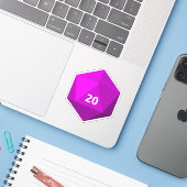 Benutzerdefinierter Text D20 Die | Magenta-Vorlage Aufkleber (Laptop mit iPhone)