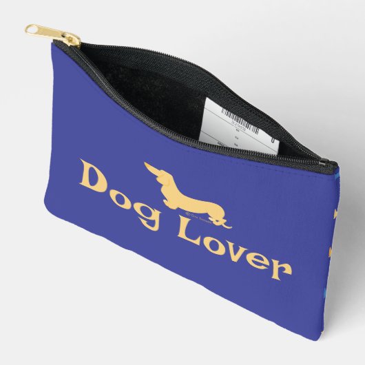Benutzerdefinierter Text-Dackeln Blauer farbiger M Zubehörtasche (Offen)
