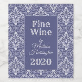 Benutzerdefinierter Text Damask Muster Weinetikett (Einzelnes Label)