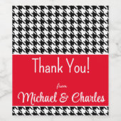 Benutzerdefinierter Text, Danke, Red Hahnentrittmu Weinetikett (Einzelnes Label)