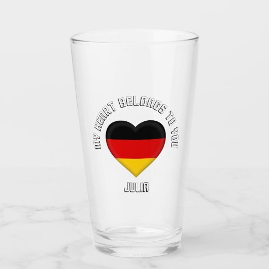 Benutzerdefinierter Text Das deutsche Flag-Herz Glas (Vorderseite)