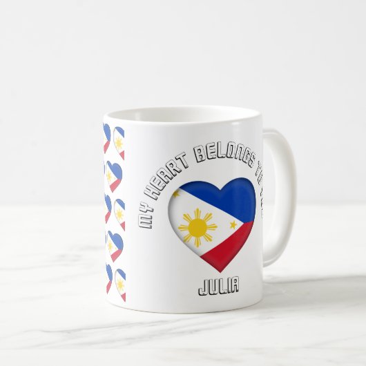 Benutzerdefinierter Text Das philippinische Flag-M Kaffeetasse (VorderseiteRechts)