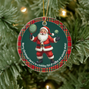 🎾🎄Benutzerdefinierter Text, Deck the Court Keramik Ornament