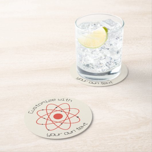Benutzerdefinierter Text der Atom-Struktur Runder Pappuntersetzer (Vor Ort)
