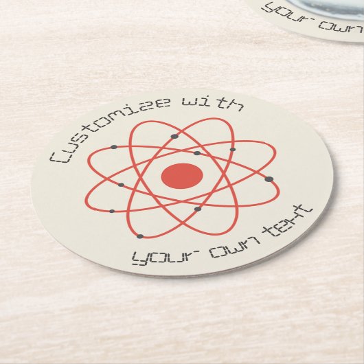 Benutzerdefinierter Text der Atom-Struktur Runder Pappuntersetzer (Angewinkelt)