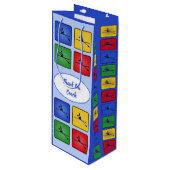 Benutzerdefinierter Text, der die Symbole blau umr Geschenktüte Für Weinflaschen (Vorderseite Schrägansicht)