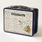 Benutzerdefinierter Text der Eiscreme in farbenfro Metall Brotdose (Vorderseite)