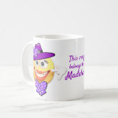 Benutzerdefinierter Text, der Emoji in Hut mit Bög Kaffeetasse (Vorderseite Links)