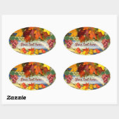 Benutzerdefinierter Text der Erntezeit Ovaler Aufkleber (Blatt)