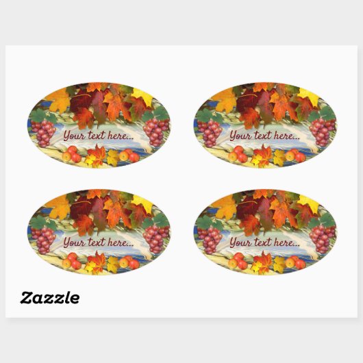 Benutzerdefinierter Text der Erntezeit Ovaler Aufkleber (Blatt)